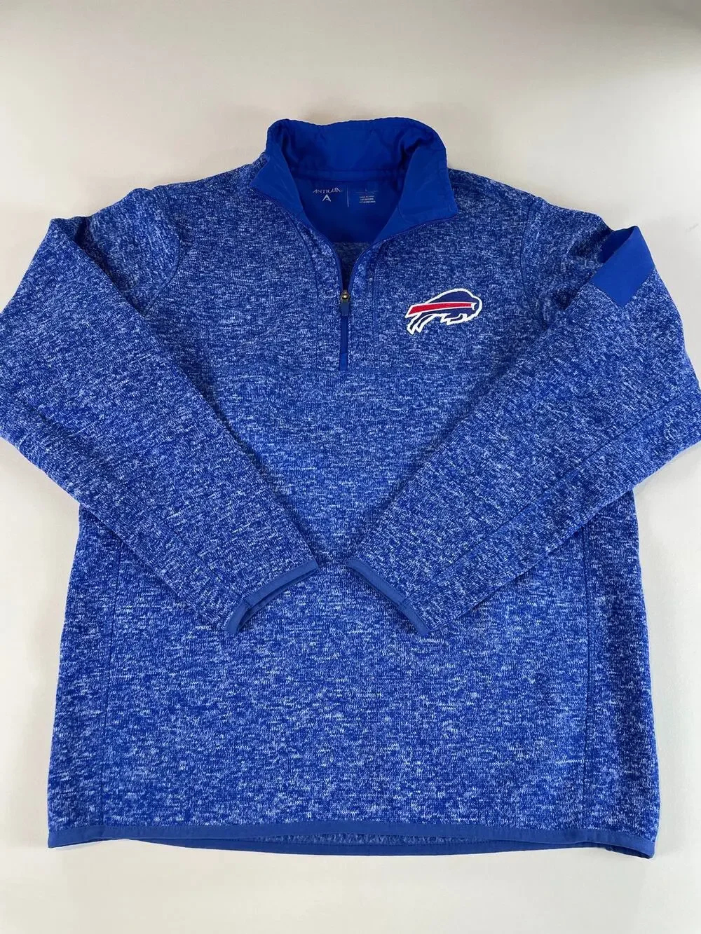 Antigua Quarter‑Zip Pullover Size L Blue Buffalo Bills Logo
